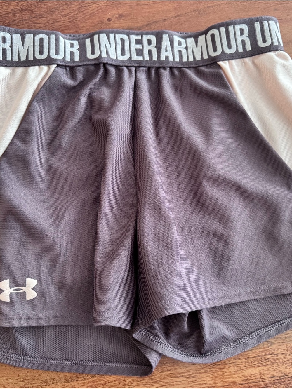 Under Armour Women's Charcoal Shorts with Cream Panels